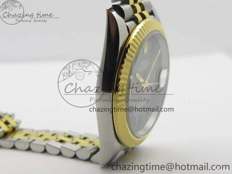 MiroTime 0519 DateJust 41 SS YG 126333 Fluted Bezel DJF Best Edition 904L Steel Gray Dial Green Roman Markers on Jubilee Bracelet A Seasonal 3194